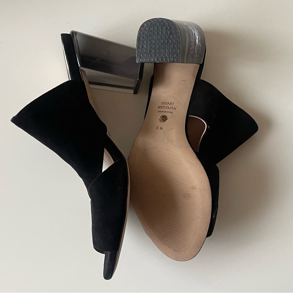 STUART WEITZMAN slip on heels size 8.5 Black - Picture 9 of 10